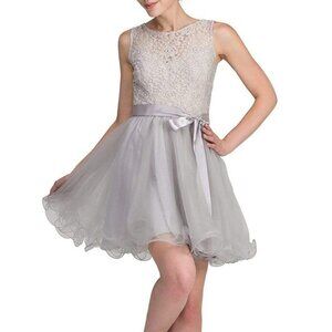 NWT Dancing Queen 8741 Party Dress Silver size S